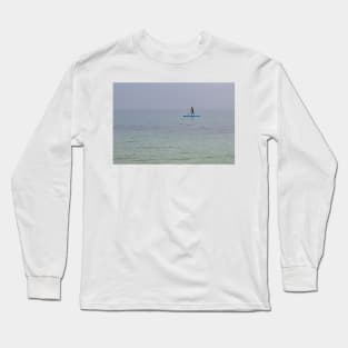 Paddle boarder in the sea off the Isle of Herm, Channel Islands Long Sleeve T-Shirt